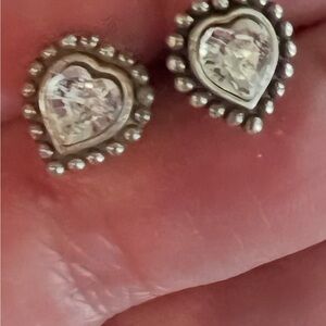 Elegant Silver Heart Stud Earrings